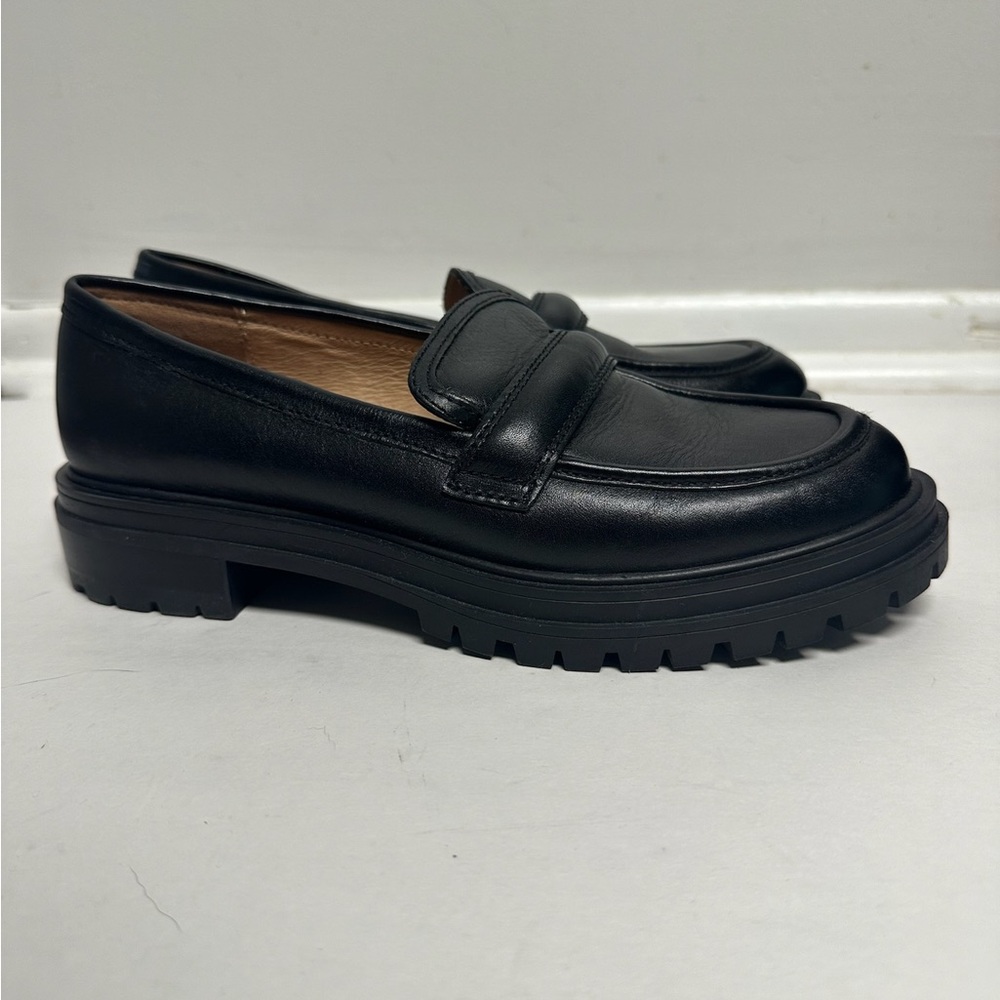 Madewell Leather Black Bradley Lugsole Loafers Women’s size 7